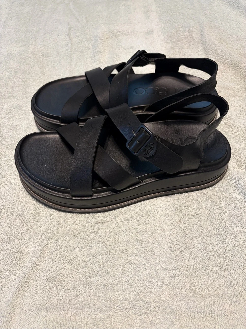Chaco Black Strappy Platform Sandals